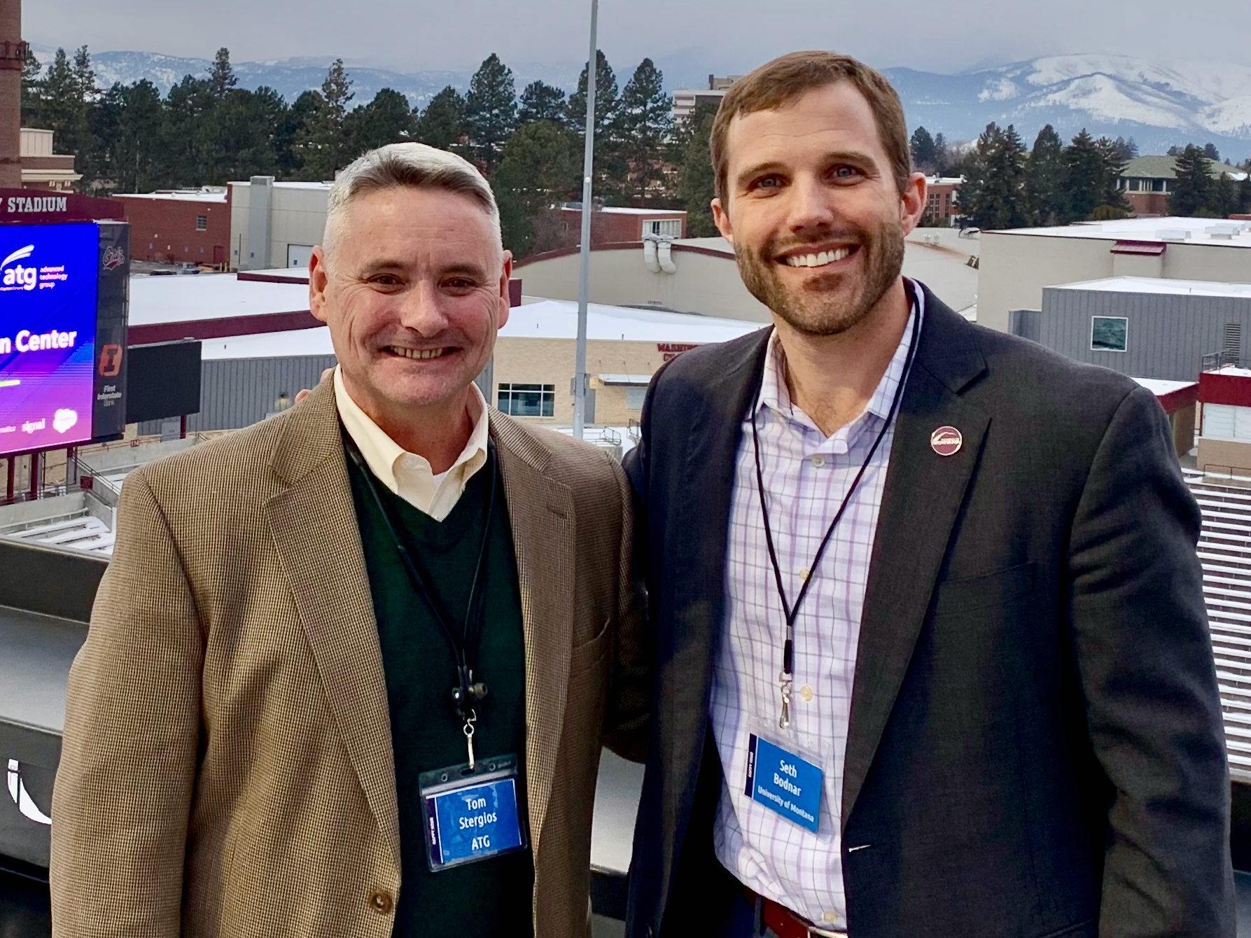Craton Consulting's Tom Stergios and University of Montana President Seth Bodnar